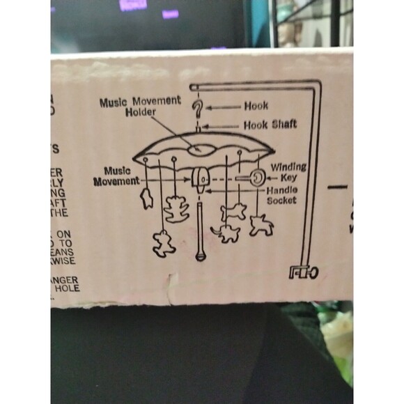 Vintage 1960's Revolving Working Dolly Toy Baby Crib Mobile In Box With Animals - Picture 5 of 9